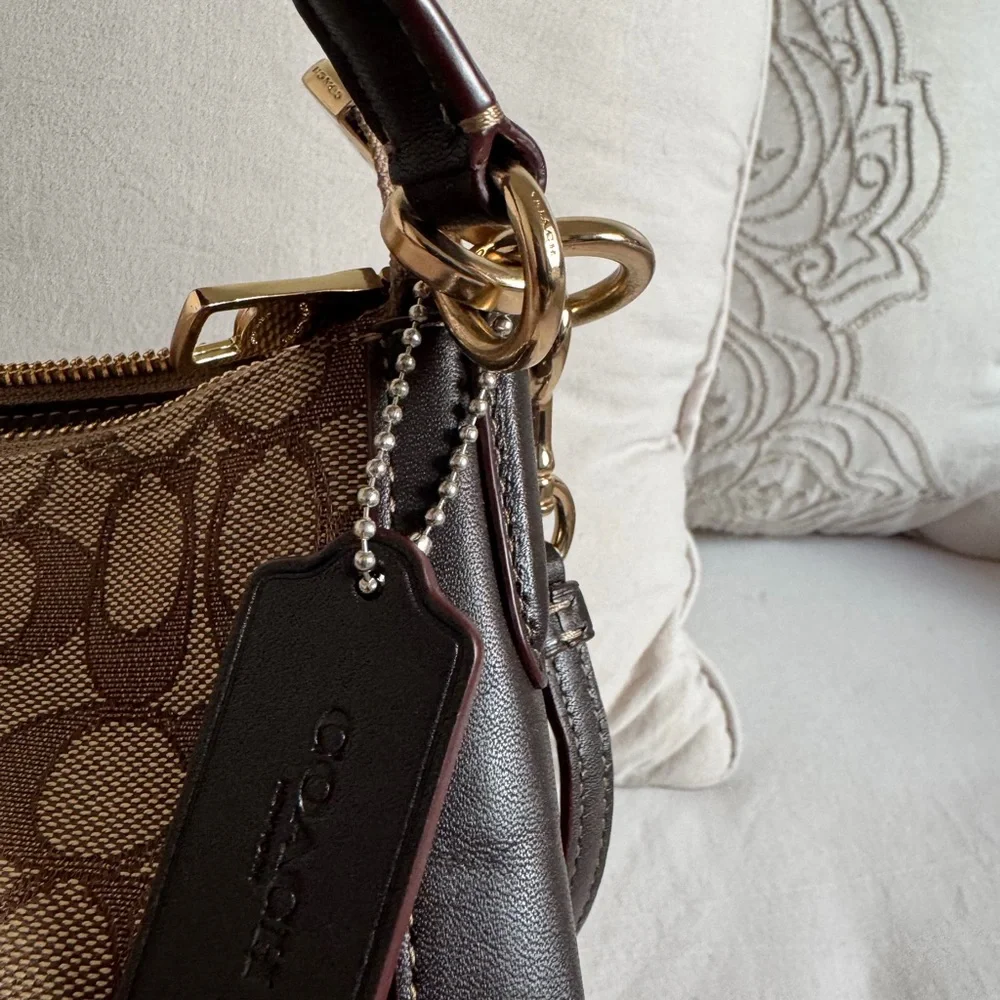 Coach Tan and Brown Signature Shoulder Bag with Wallet NWOT - Picture 13 of 15